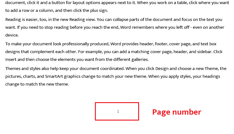 Page number in word