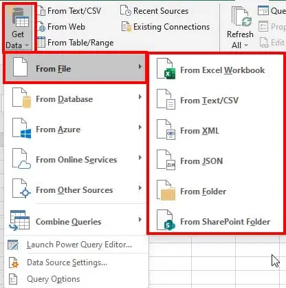 from file data sources in power query