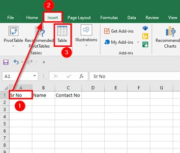 create a table in excel in hindi