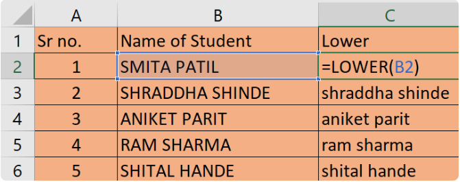 Lower function in excel in hindi