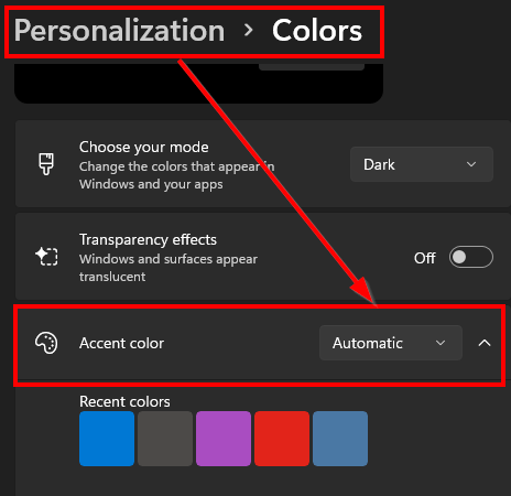Select Accent color