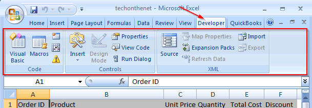 Activate Developer Tab in Excel 2007 Version